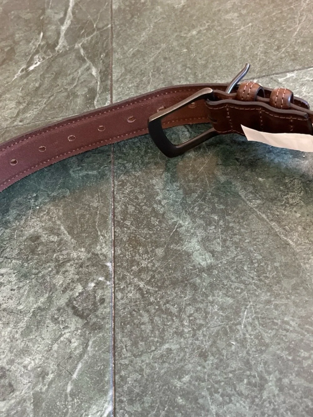 Columbia Men's Dark Brown Leather Belt with Metal Buckle